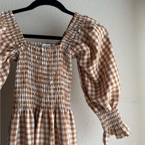 Petal & Pup Tan and White Smocked Dress